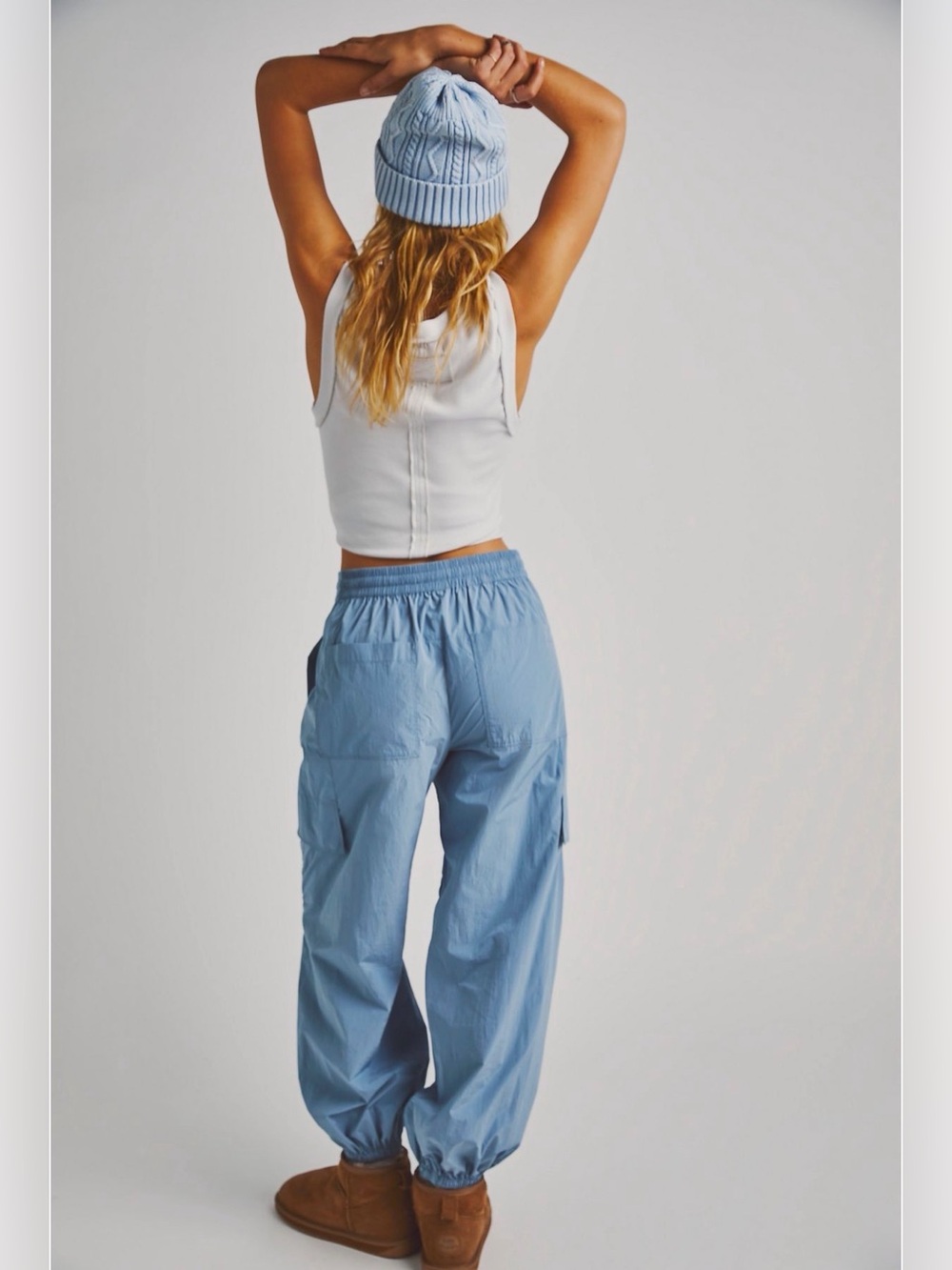 NWT Free People Nylon Cargo Pants Blue Size XS - Picture 2 of 4